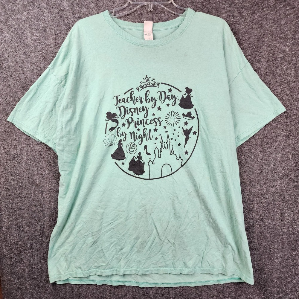 Fruit of the Loom T-Shirt Women 2XL Mint Green Teacher Disney Princess Night